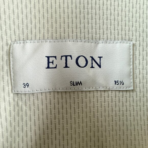Eton Romania Nylon Spandex Gray Geometric Slim Two-Way Stretch 15.5 Elegant Work - Picture 10 of 16